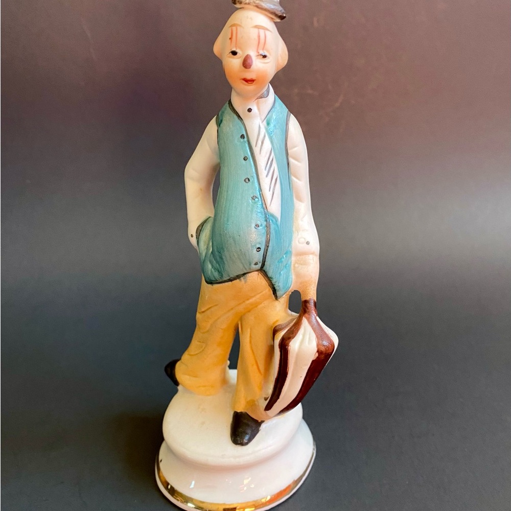 Vintage  Ardco Porcelain Hobo Derby Clown Figurine
